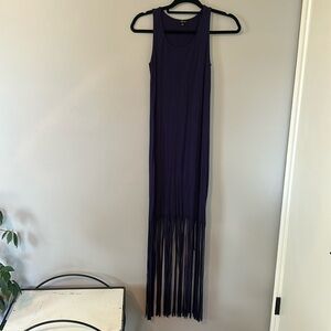 Long blue dress with tassels